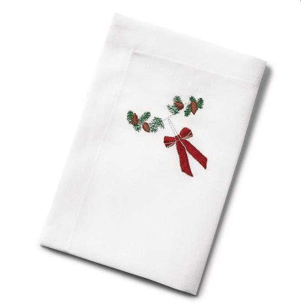 Hovedbilde Juleserviet med mørkerød sløjfe/ Langkilde&søn