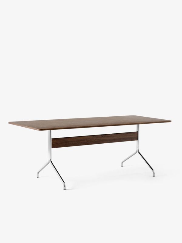 Pavilion Dining Table AV19 Chrome legs Veneer Clear lacquered wa