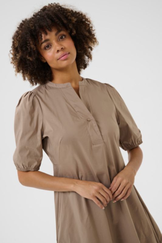 Culture CUantoinett SS Placket Dress - Brown