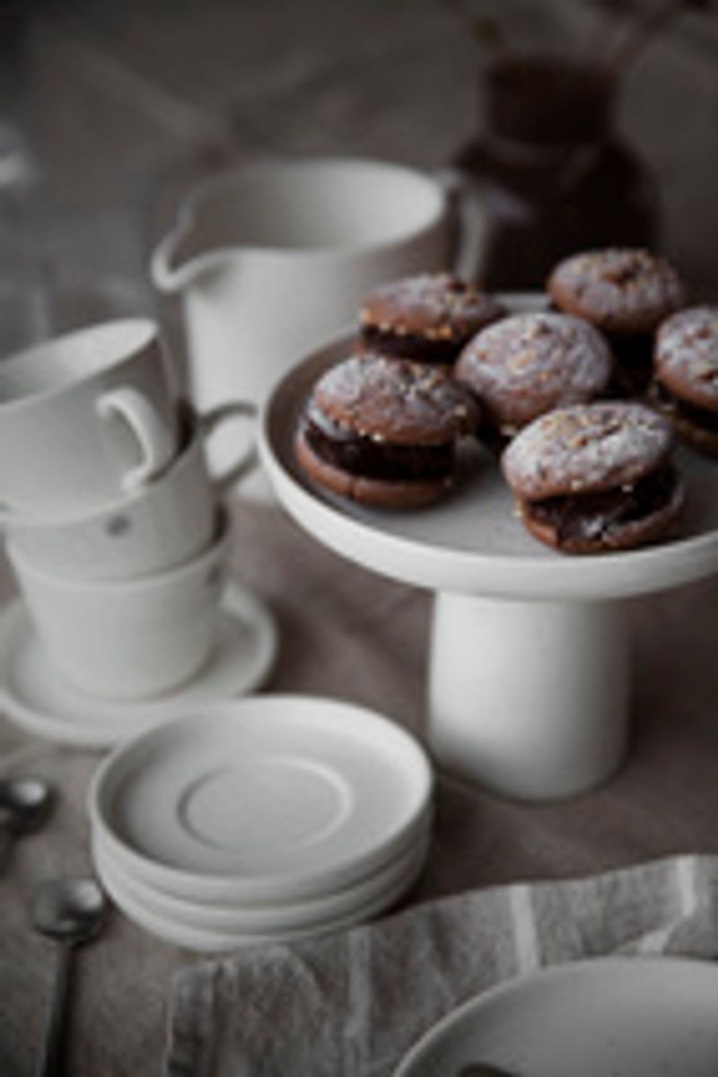 Kaffekopp med fat, porslin, vanilj/ Ernst