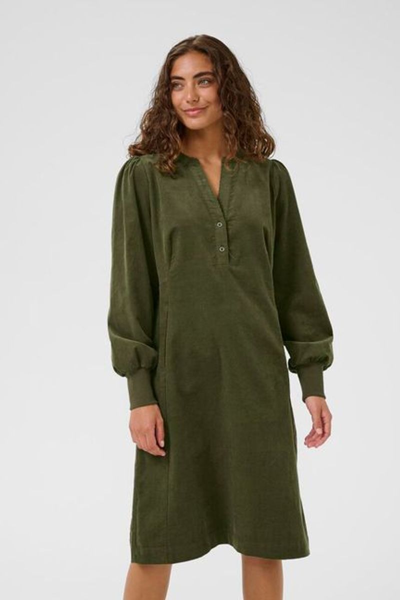 CUula Rhaena short Kordfløyelkjole Burnt Olive - Green/ Culture