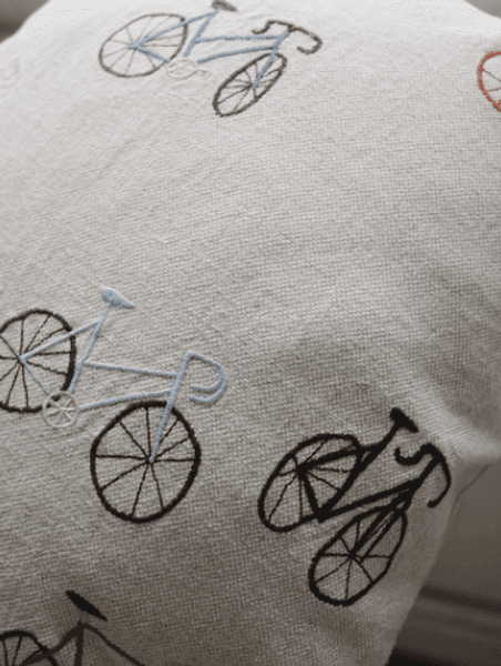 Hovedbilde BICYCLES EMBROIDERED CUSHION COVER/ Fine Little ...