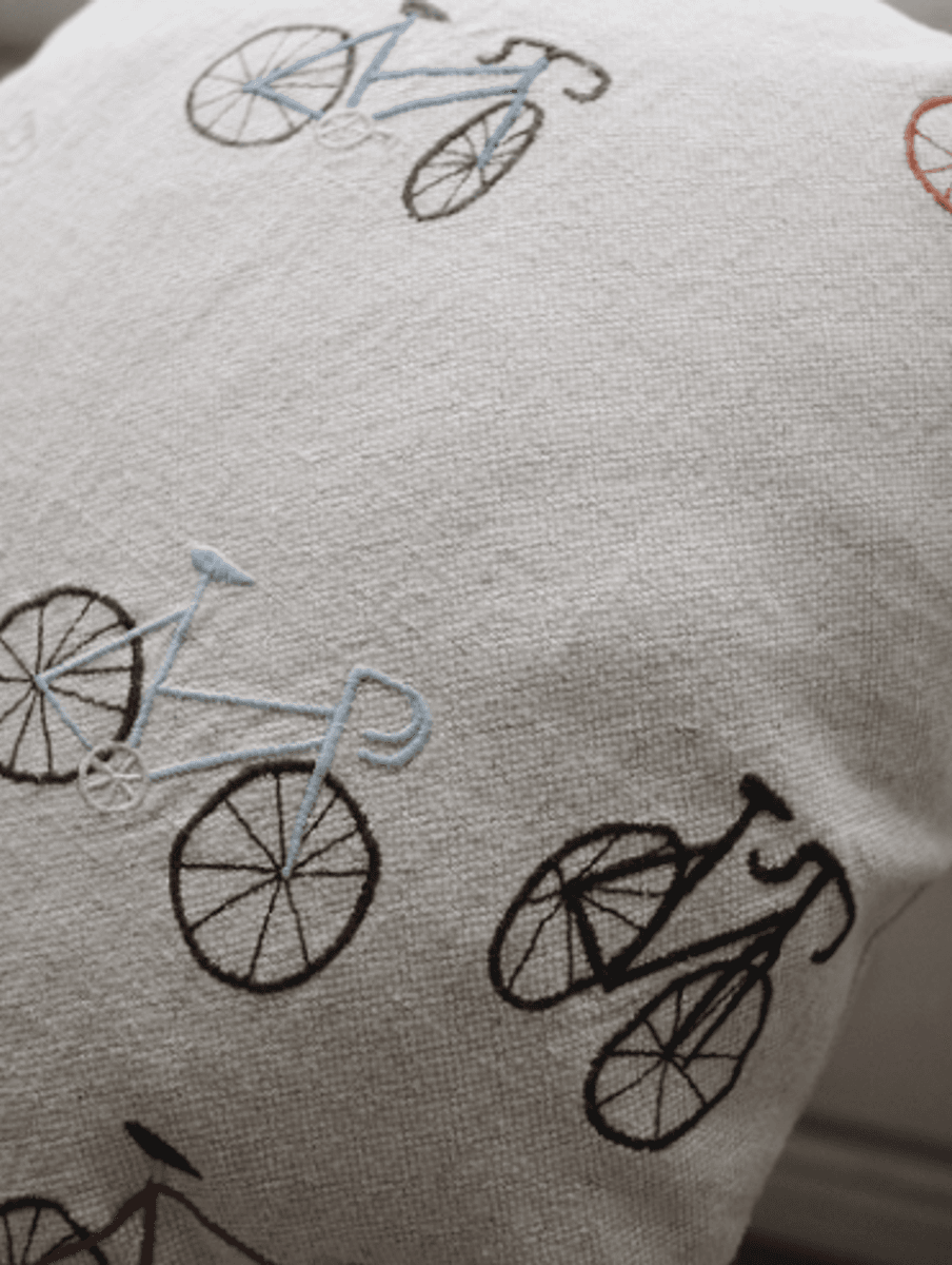 BICYCLES EMBROIDERED CUSHION COVER/ Fine Little Day