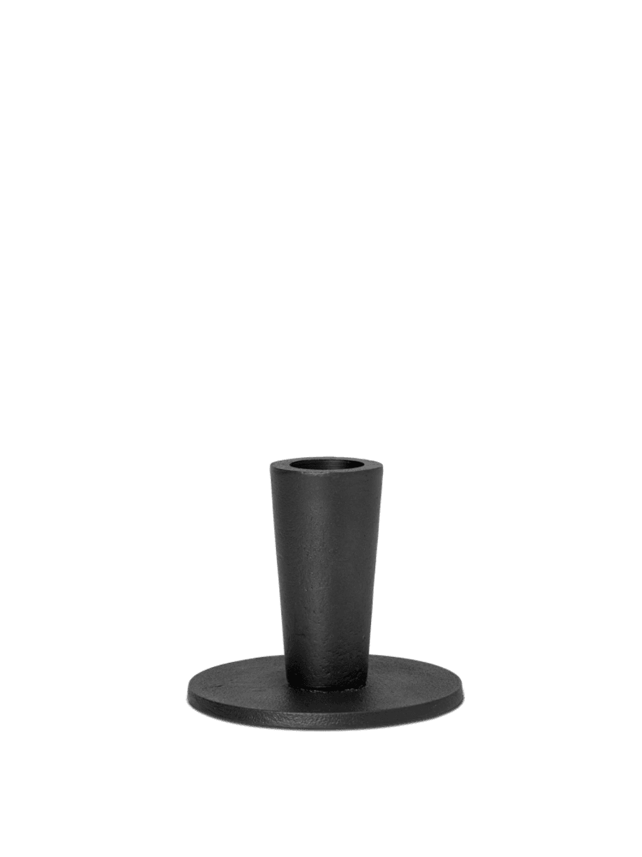 Hoy Casted Candle Holder - Low - Black