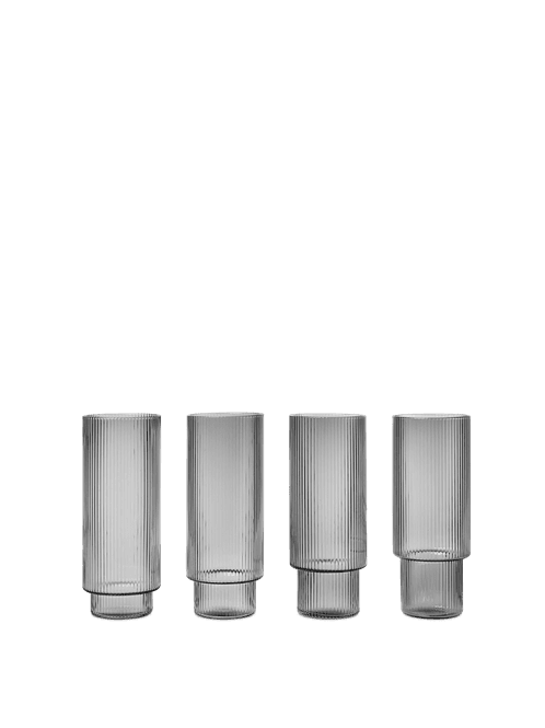 Hovedbilde Ripple Long Drink Glasses - Set of 4 - Smoked ...