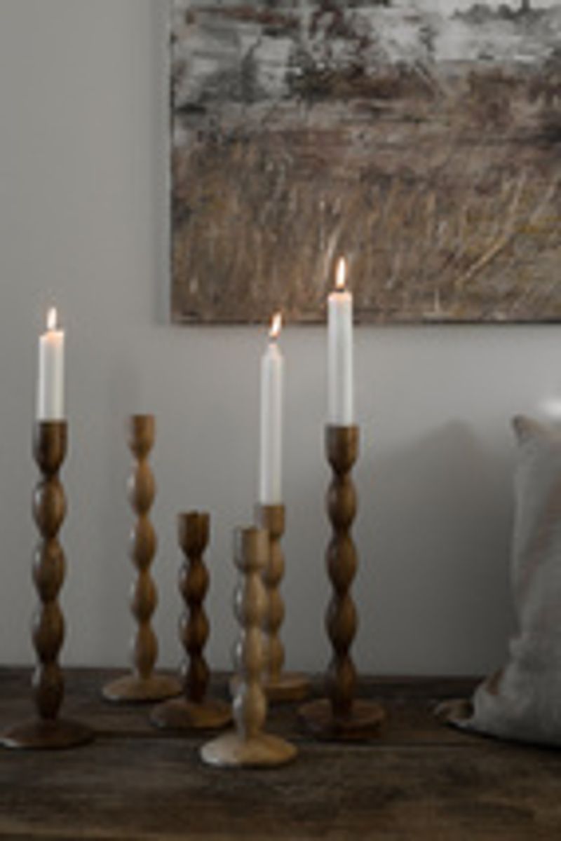 Ljusstake trä d9 h21 cm mörkbrun/ Ernst