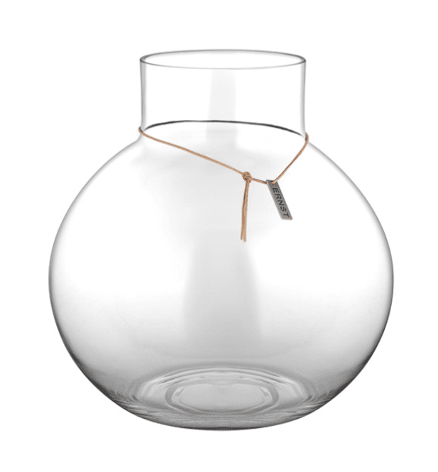 Hovedbilde Rund glassvase Ø37 x H38 cm med lærbånd/ Ernst