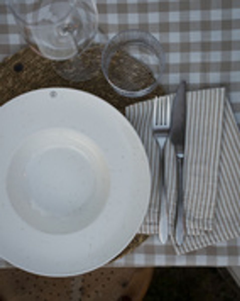 Servett smalrand beige/vit/ Ernst