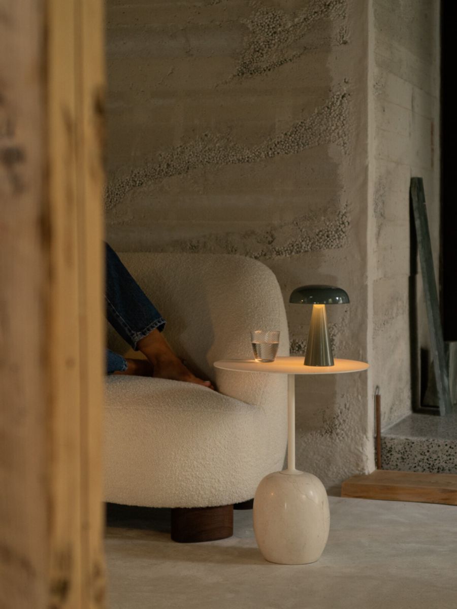 Lato Side Table LN9 Oval Ø40x50 H45 cm Crema Diva marble base St