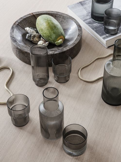 Hovedbilde Ripple Glasses - Set of 4 - Smoked Grey/ Ferm ...