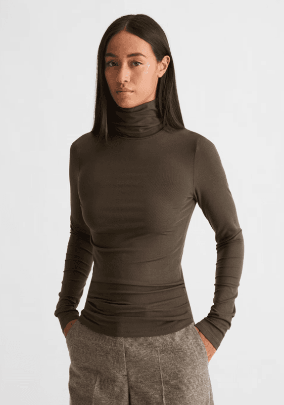 Marc O`Polo Slim-Fit Long-Sleeve Turtleneck - Burnt Coffee